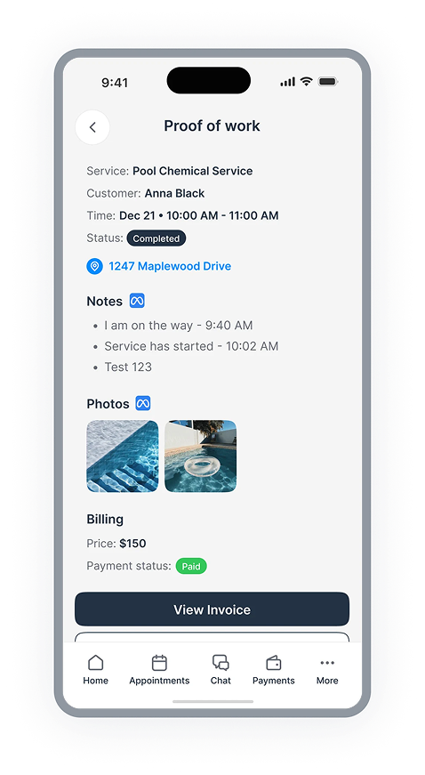 Proof of work with notes and photos